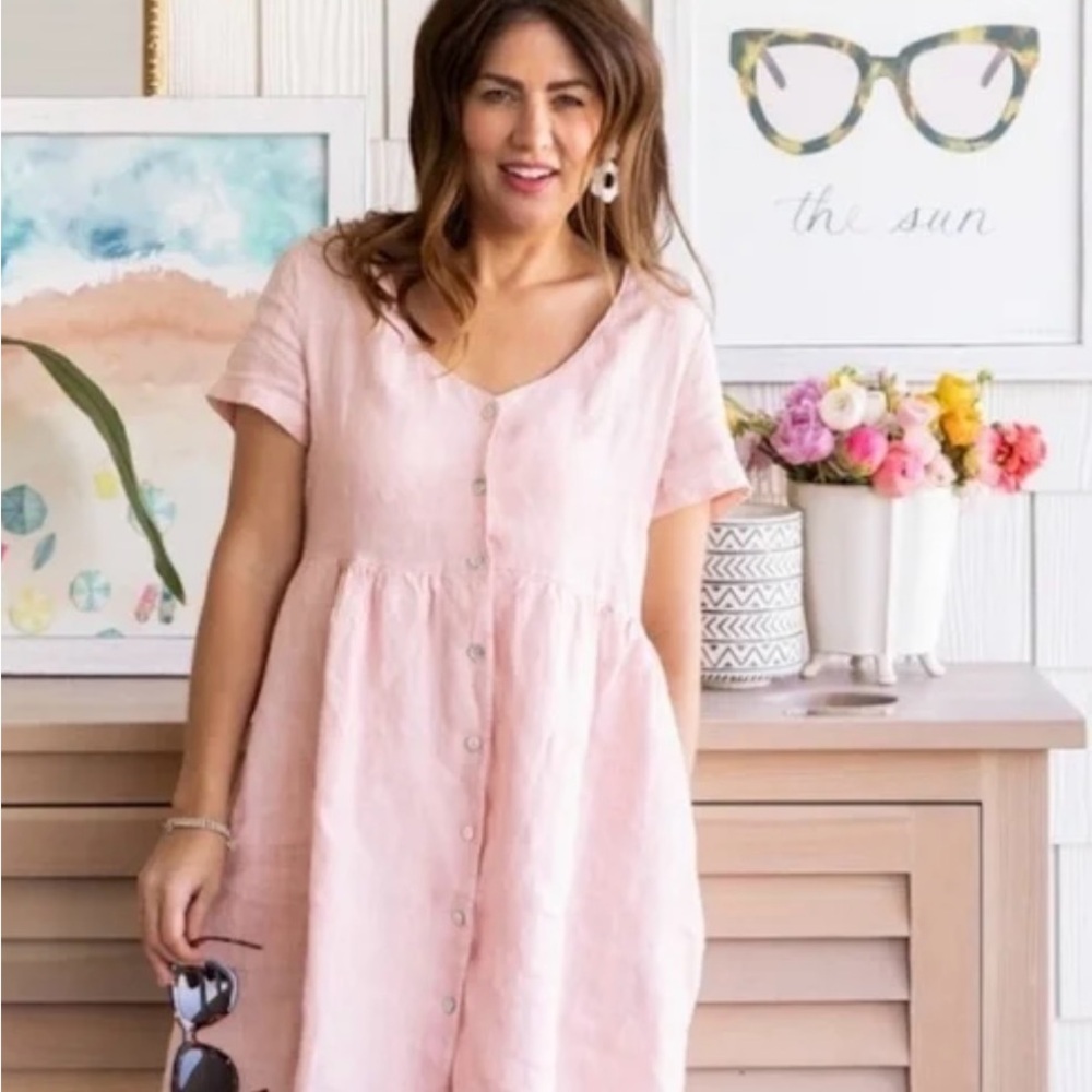 Pink Button-Down Hampton Dress